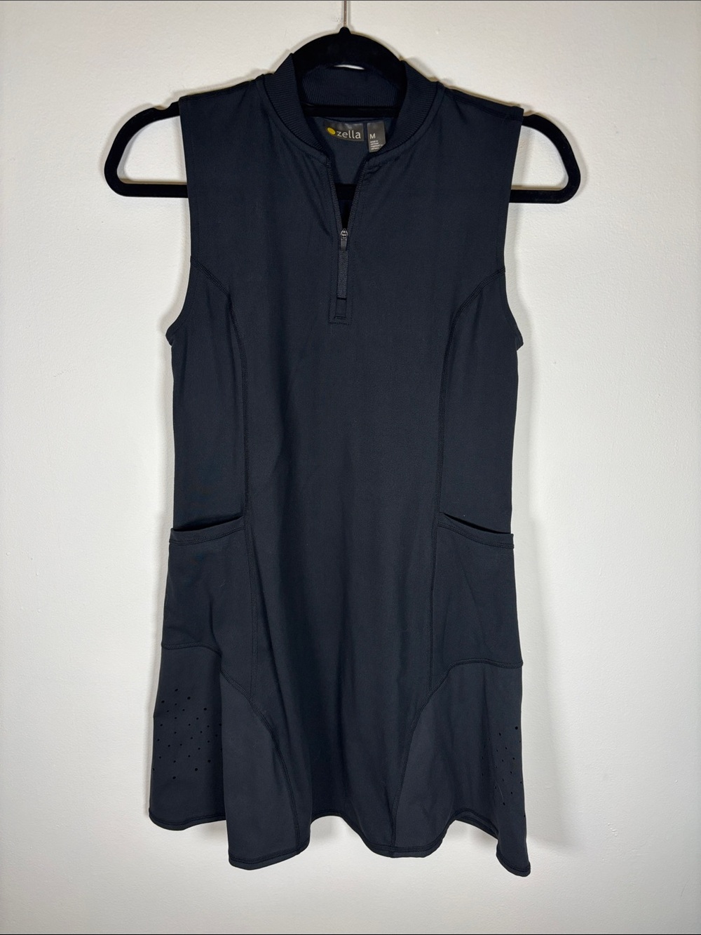 Zella Sleeveless Half Zip Athletic Dress Black Size M